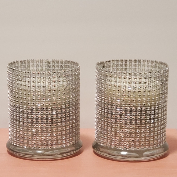 Handcrafted Other - Set of 2 Rhinestone Candle Holders, Handcrafted